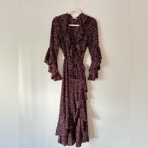 Max Studio Long bohemian wrap dress with bell sleeves